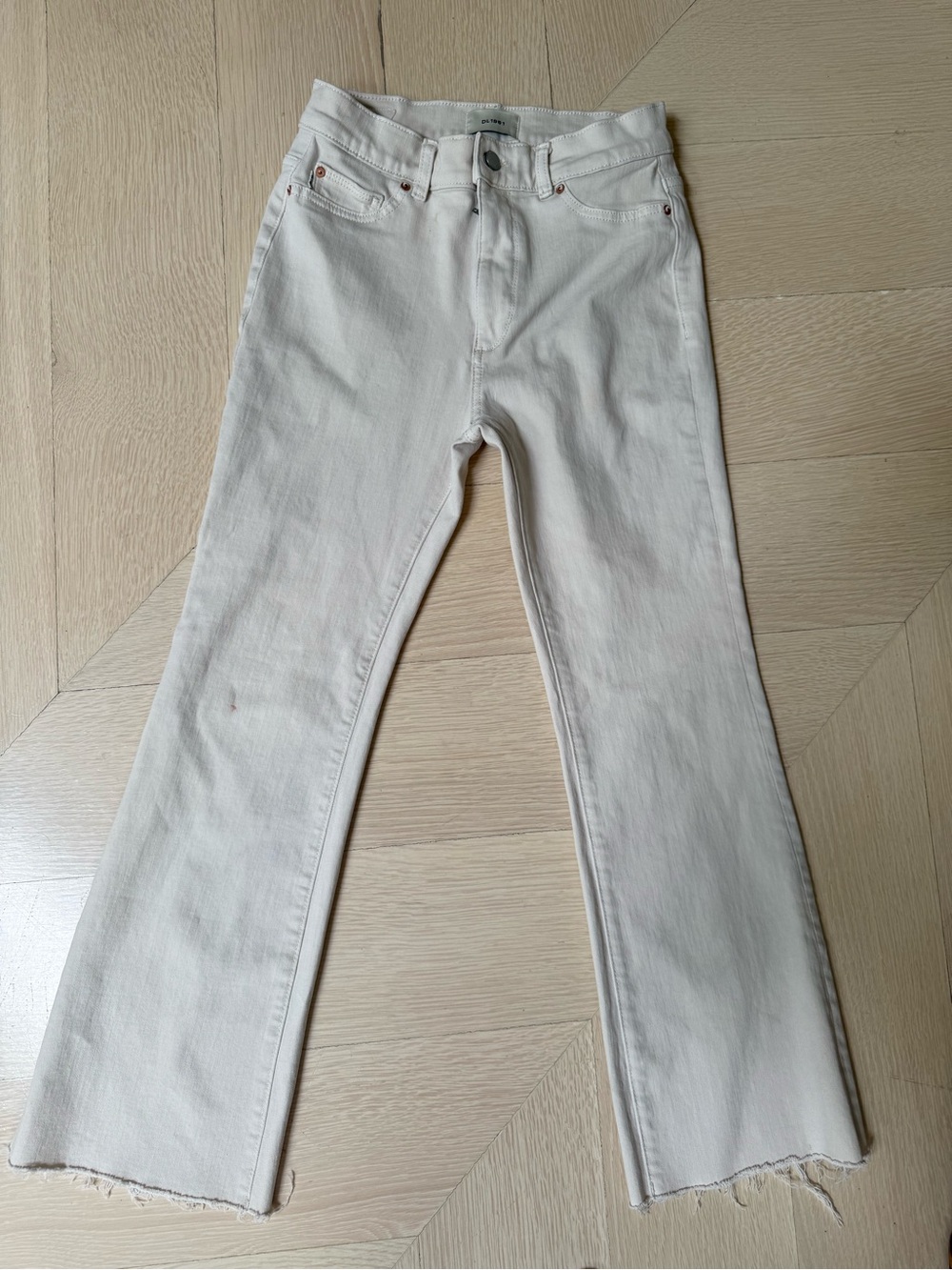 DL1961 Women's Off-White Ankle Crop Jeans